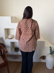 Cream Maroon Geometric Shirt from the back by Sanskritam