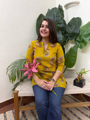 Mustard flower short kurti