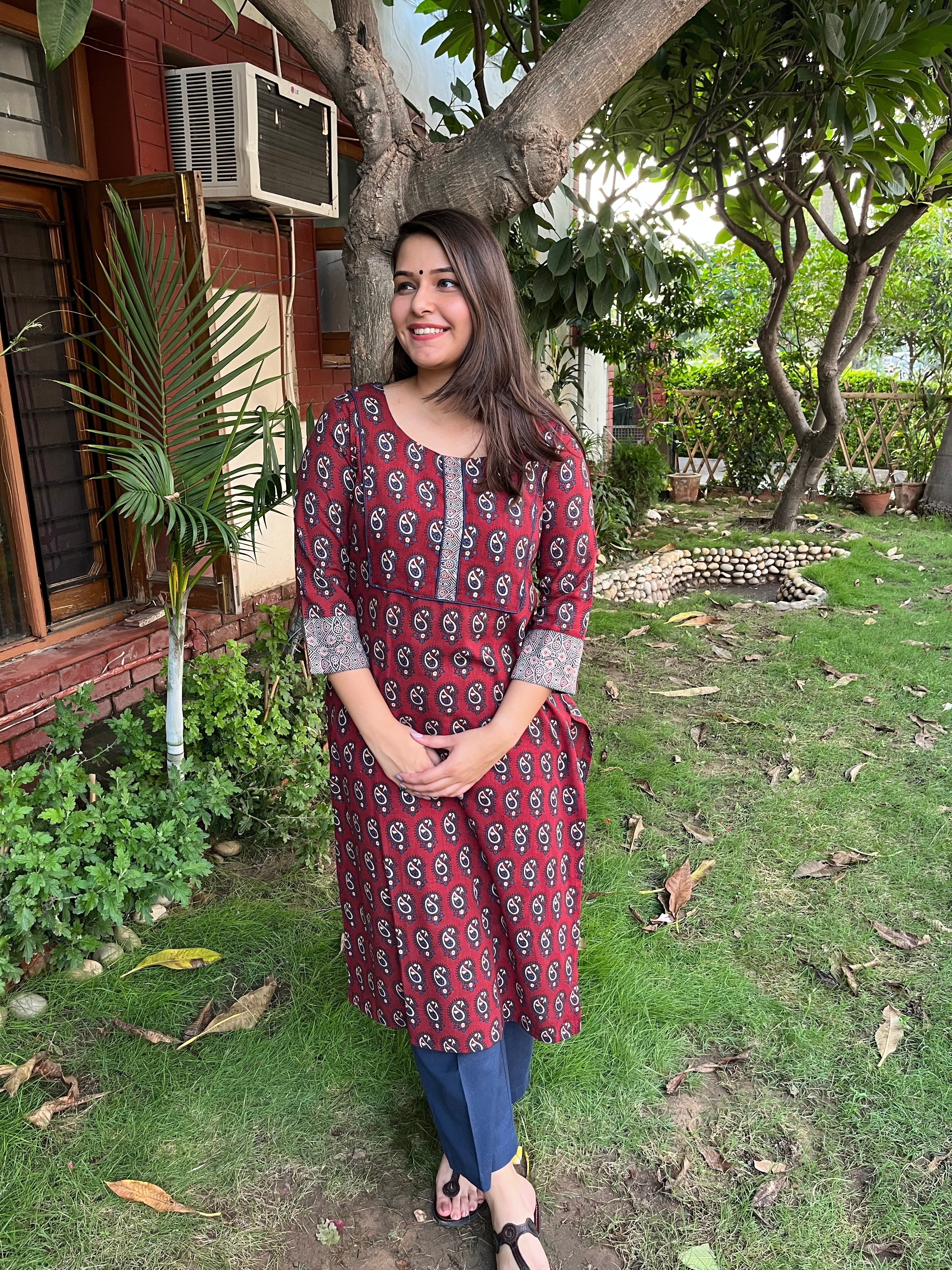 Dark Maroon Ambi kurta - MYSANSKRITAM