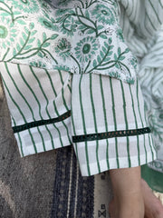 Sea Green floral handblock full suit set