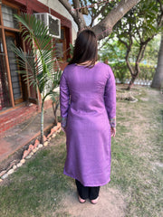 Lavender border woollen kurta