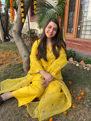 Haldi yellow embroidered Suit set