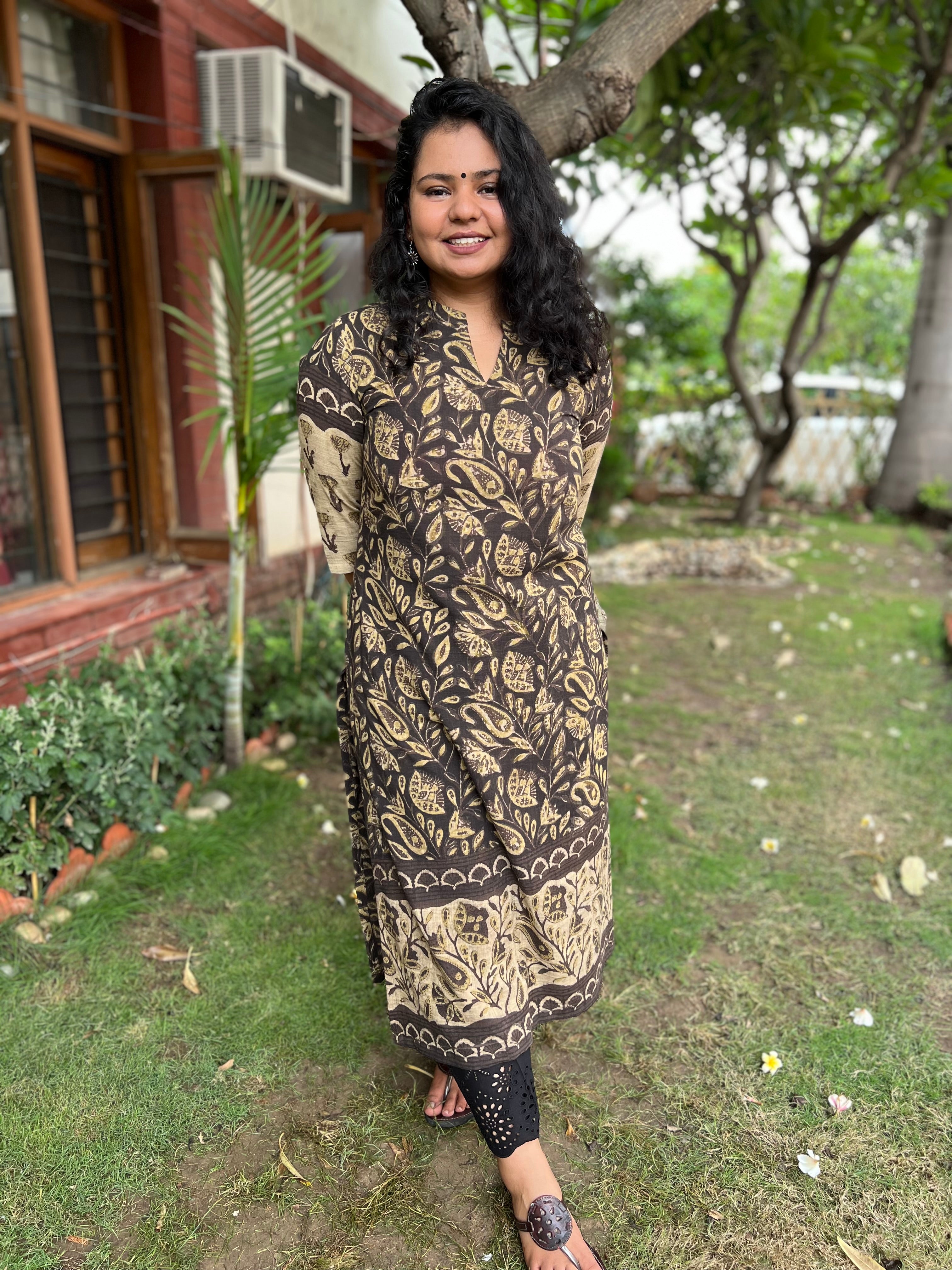 Brown Bagru Designer Ajrakh kurta