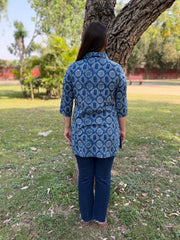 Indigo Abstract Print short kurti