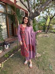 Onion embroidered Woollen full suit set