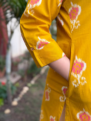 Mustard Ikkat print co-ord set