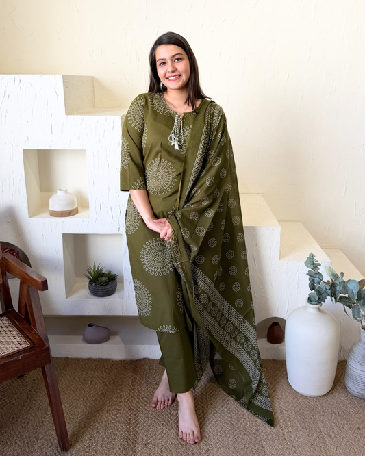 Mehendi green suit set