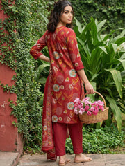 Brick Red floral suit set