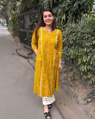 Mustard abstract Aline kurta