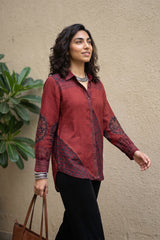 Maroon muslin silk shirt