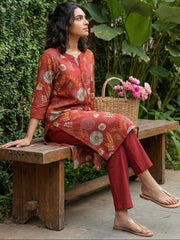 Brick Red floral suit set