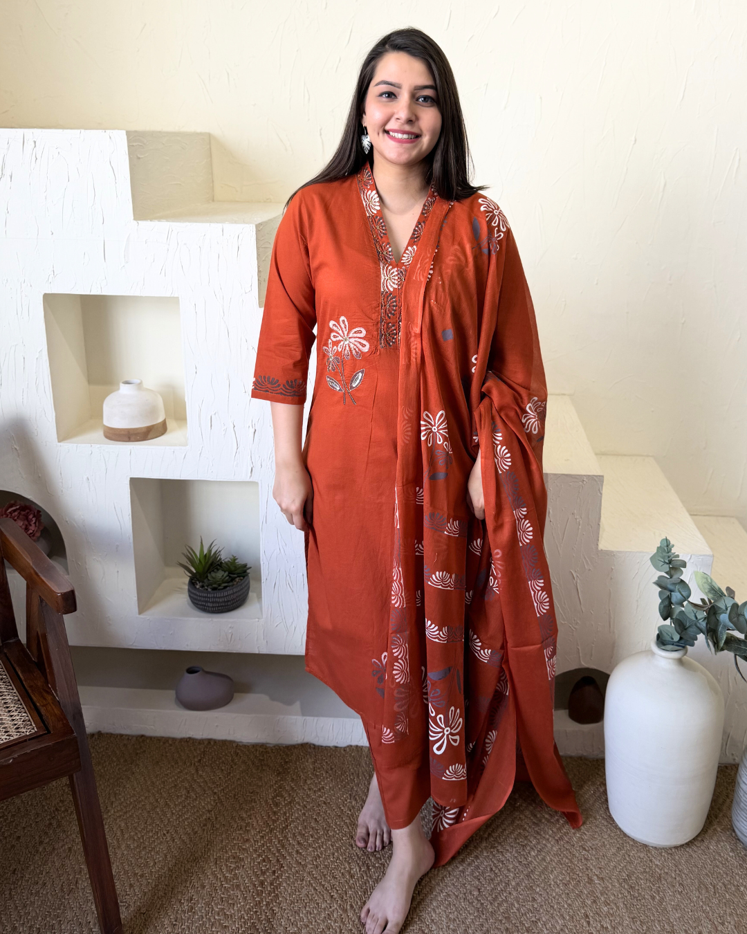 Saffron Block flower suit set