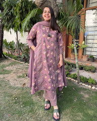Onion Pink Aline Lacework full suit set