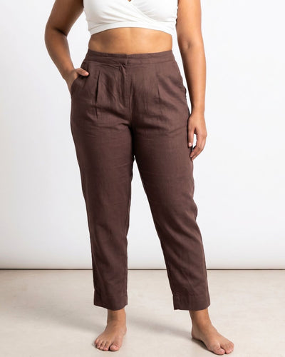Solid brown straight fit palazzo