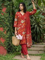 Brick Red floral suit set