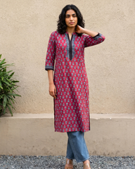 Ruby Red cotton kurta