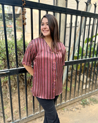 Premium maroon lines Modal silk Shirt