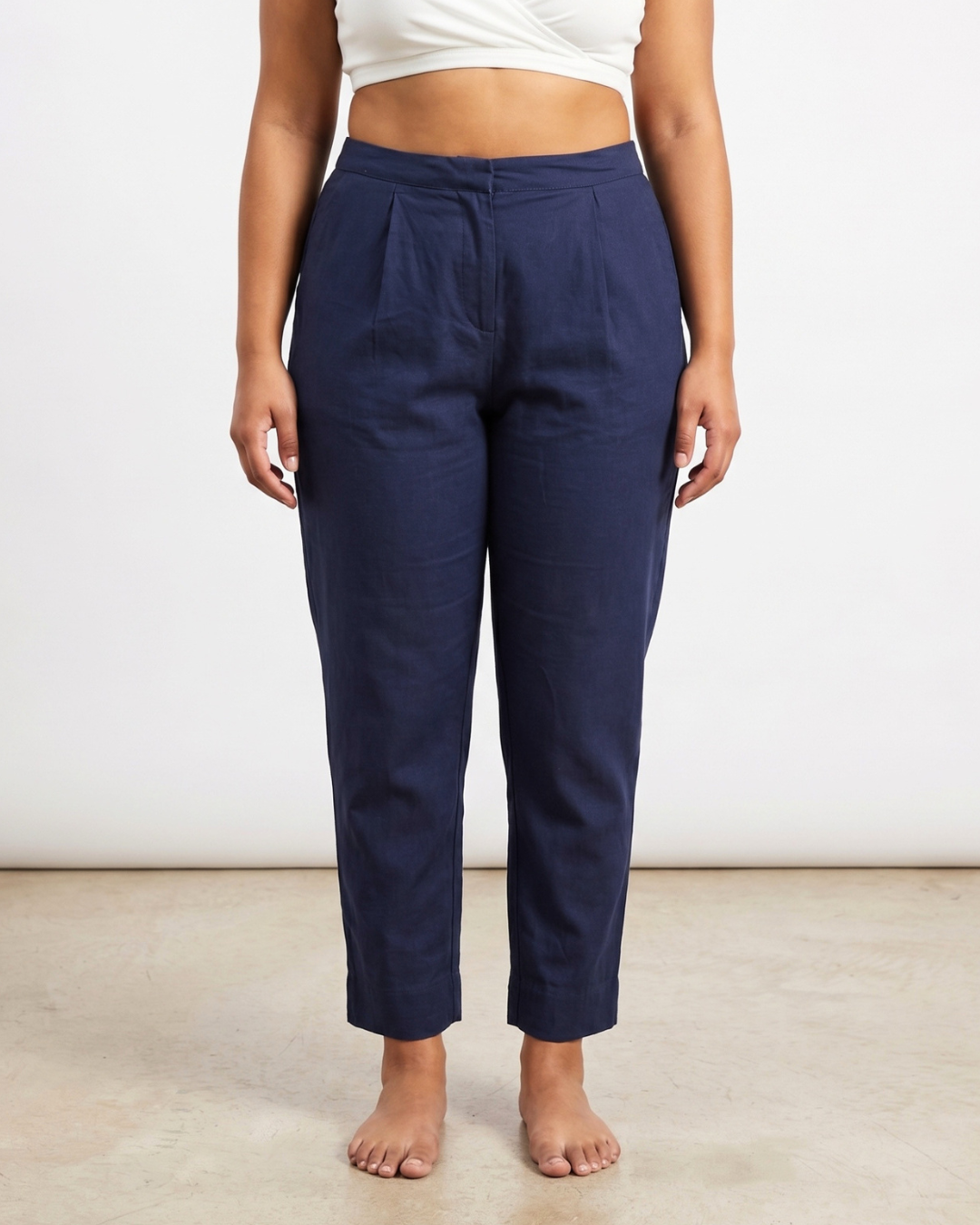 Solid blue pencil pants
