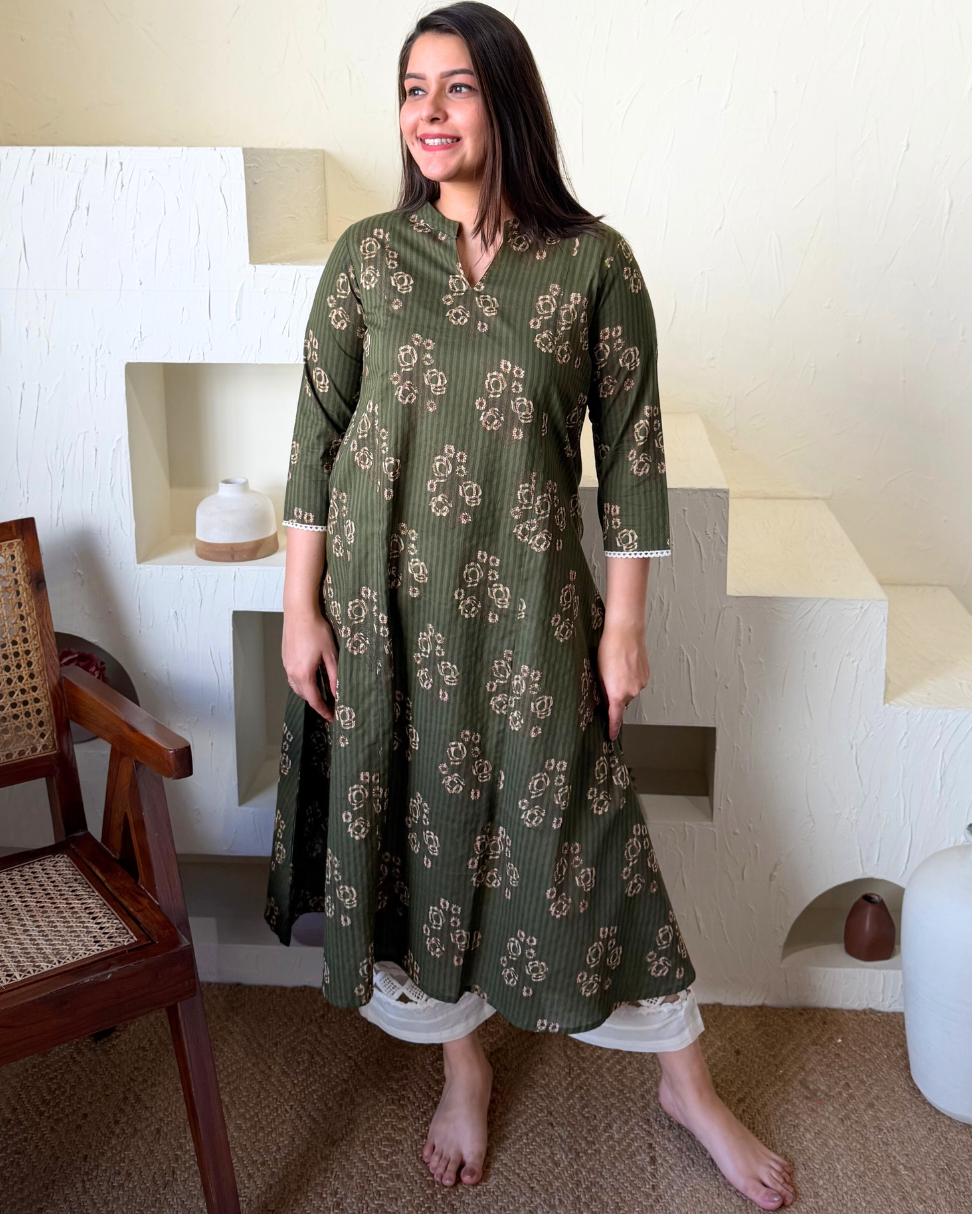 Mehendi Green Aline Kurta