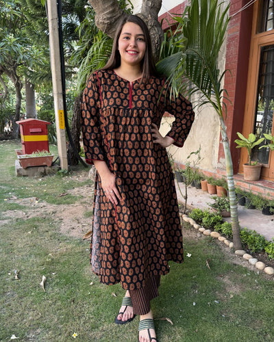 Black ambi gather style Coord set