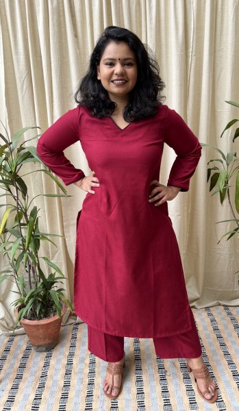 Maroon Woollen Kurta - MYSANSKRITAM