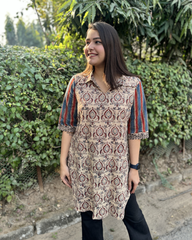 Beige Handblock designer top