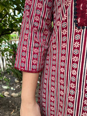 Maroon lines yoke kurti - MYSANSKRITAM