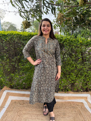 Brown ajrakh Yoke kurta