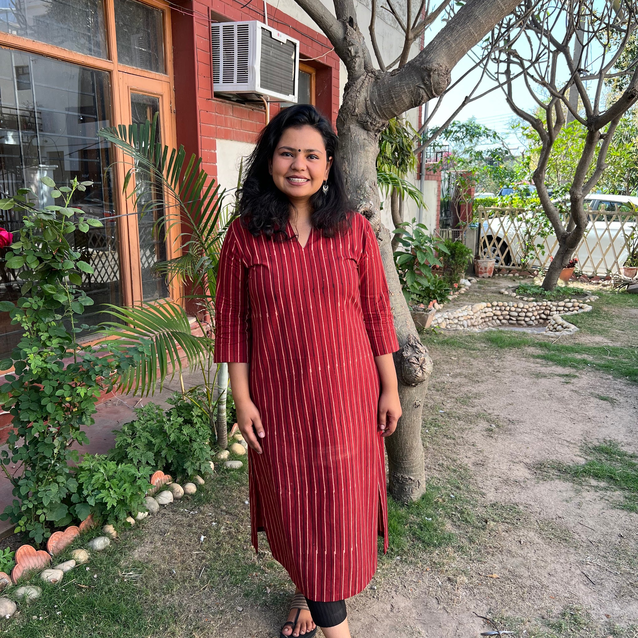 Maroon Lines Kurti