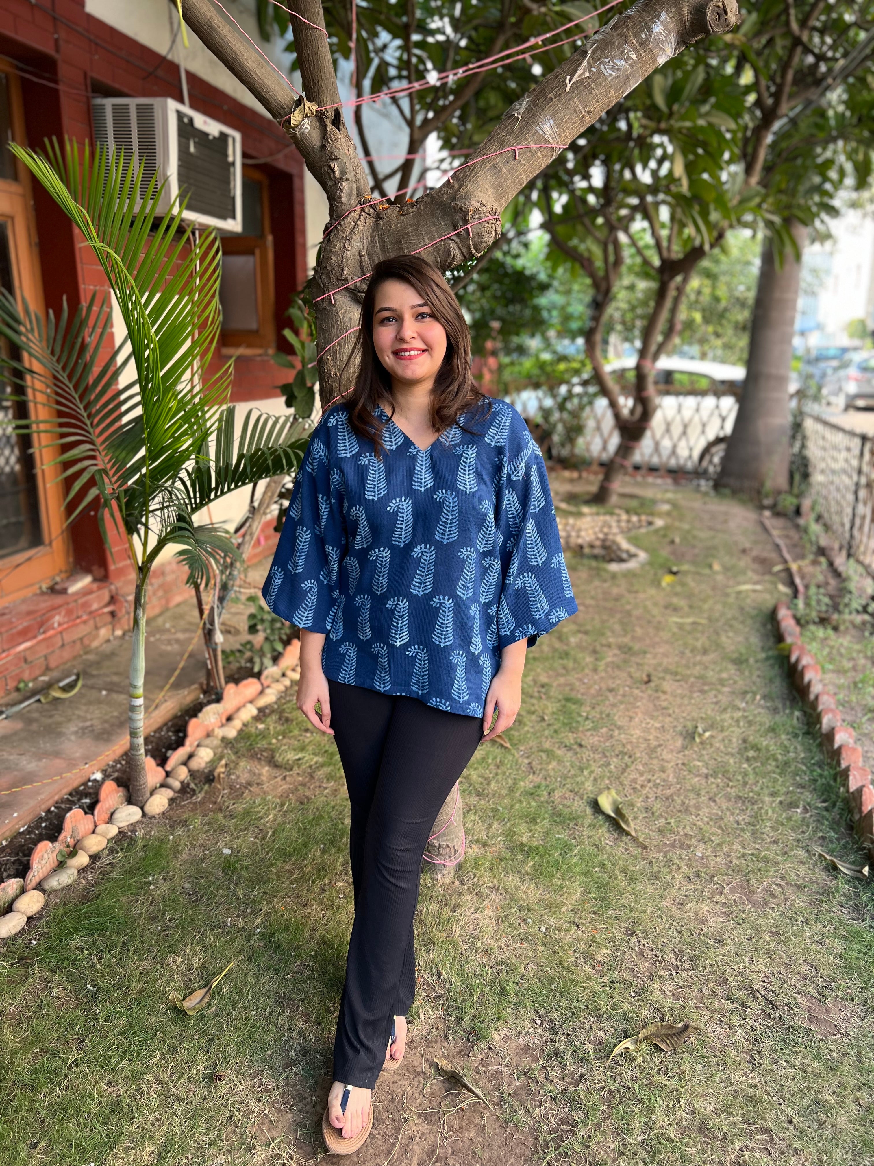 Indigo Leaf Top - MYSANSKRITAM