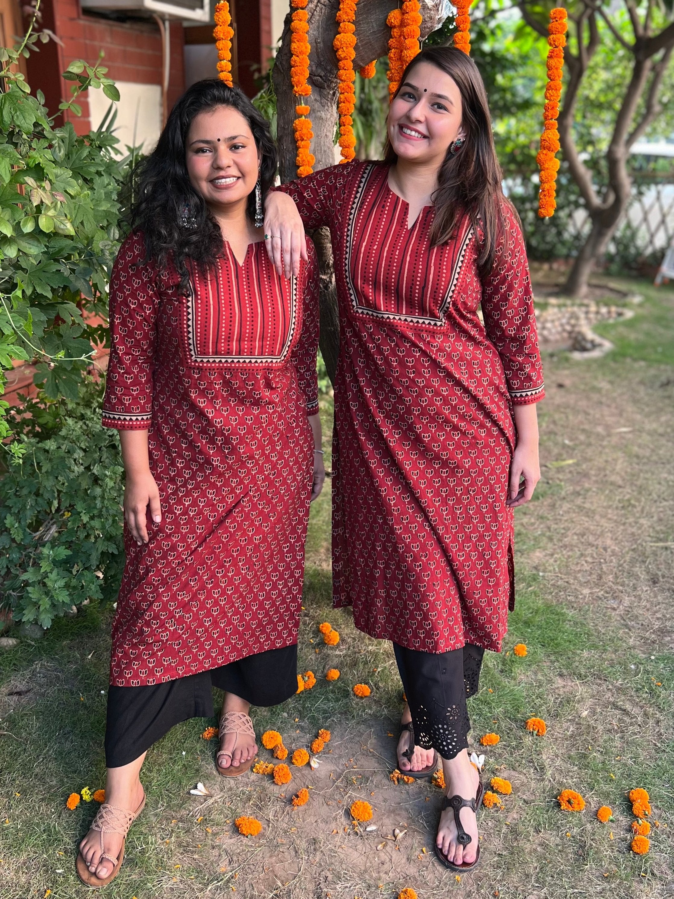 Maroon rose yoke kurta - MYSANSKRITAM