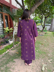 Purple geometric gather style Coord set