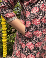Black pink Lacework Aline full suit set