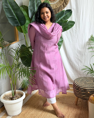 Lavender Buti Mulmul Chanderi Kurta Dupatta Set