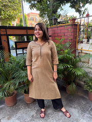 Beige black star geometric printed kurta