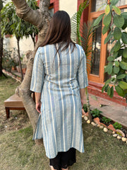 Blue Handloom officewear Kurta