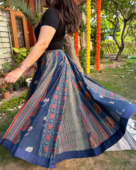 Indigo Multi Ajrakh skirt