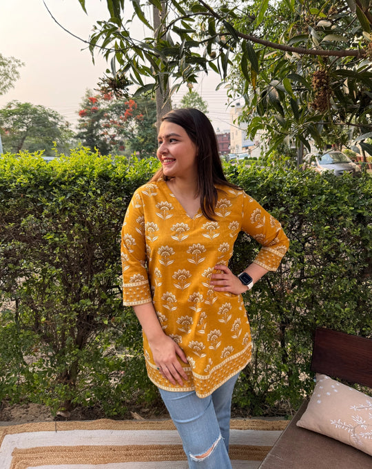 Mustard tulip short kurti