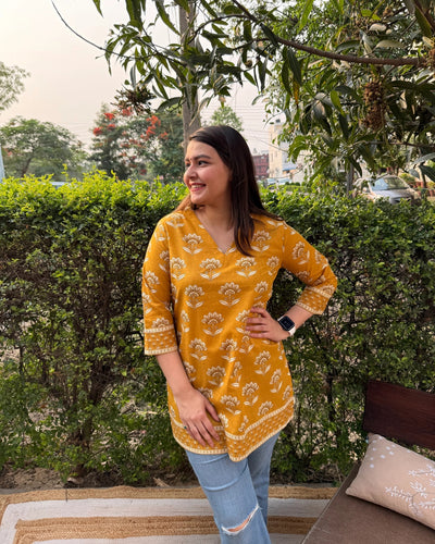 Mustard tulip short kurti