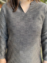 Grey Black geometric woollen kurta