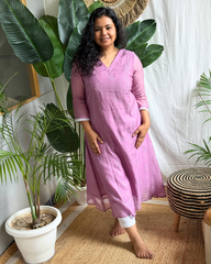 Lavender Buti Mulmul Chanderi Kurta Dupatta Set