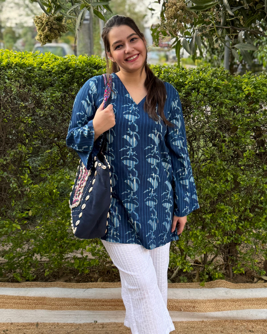 Indigo Western short kurti