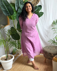 Lavender Buti Mulmul Chanderi Kurta Dupatta Set