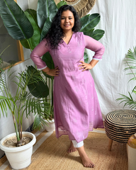 Lavender Buti Mulmul Chanderi Kurta Dupatta Set