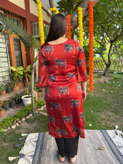 Maroon Nandi Modal silk kurta