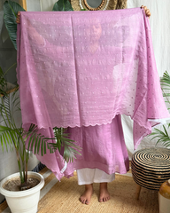 Lavender Buti Mulmul Chanderi Kurta Dupatta Set