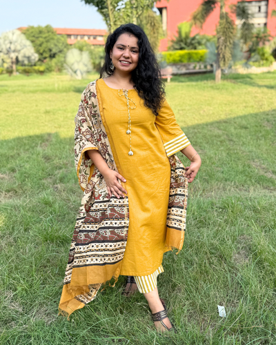 Mustard solid Suit set