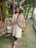 Cream Border kurta with Chanderi duppata - MYSANSKRITAM