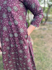 Purple floral A-Line Kurta