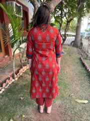 Maroon Sanganeri print coord set